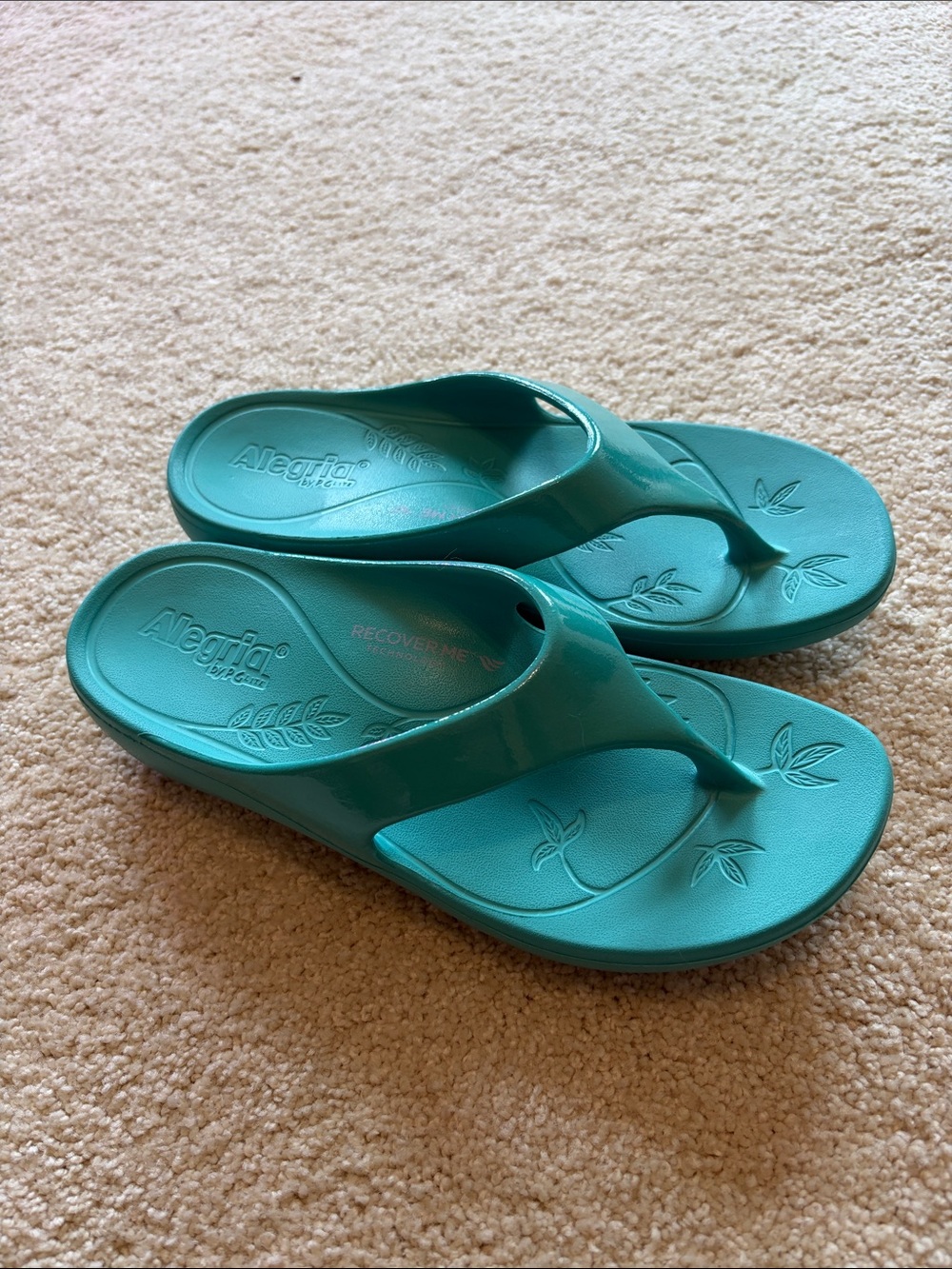Alegria Teal Slip-On Thong Sandals